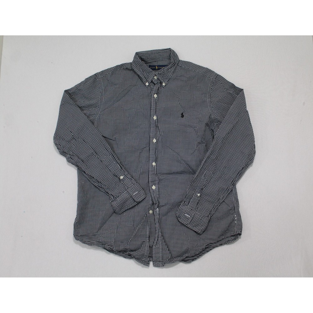 Ralph Lauren Black and White Checkered Casual Button Down Shirt